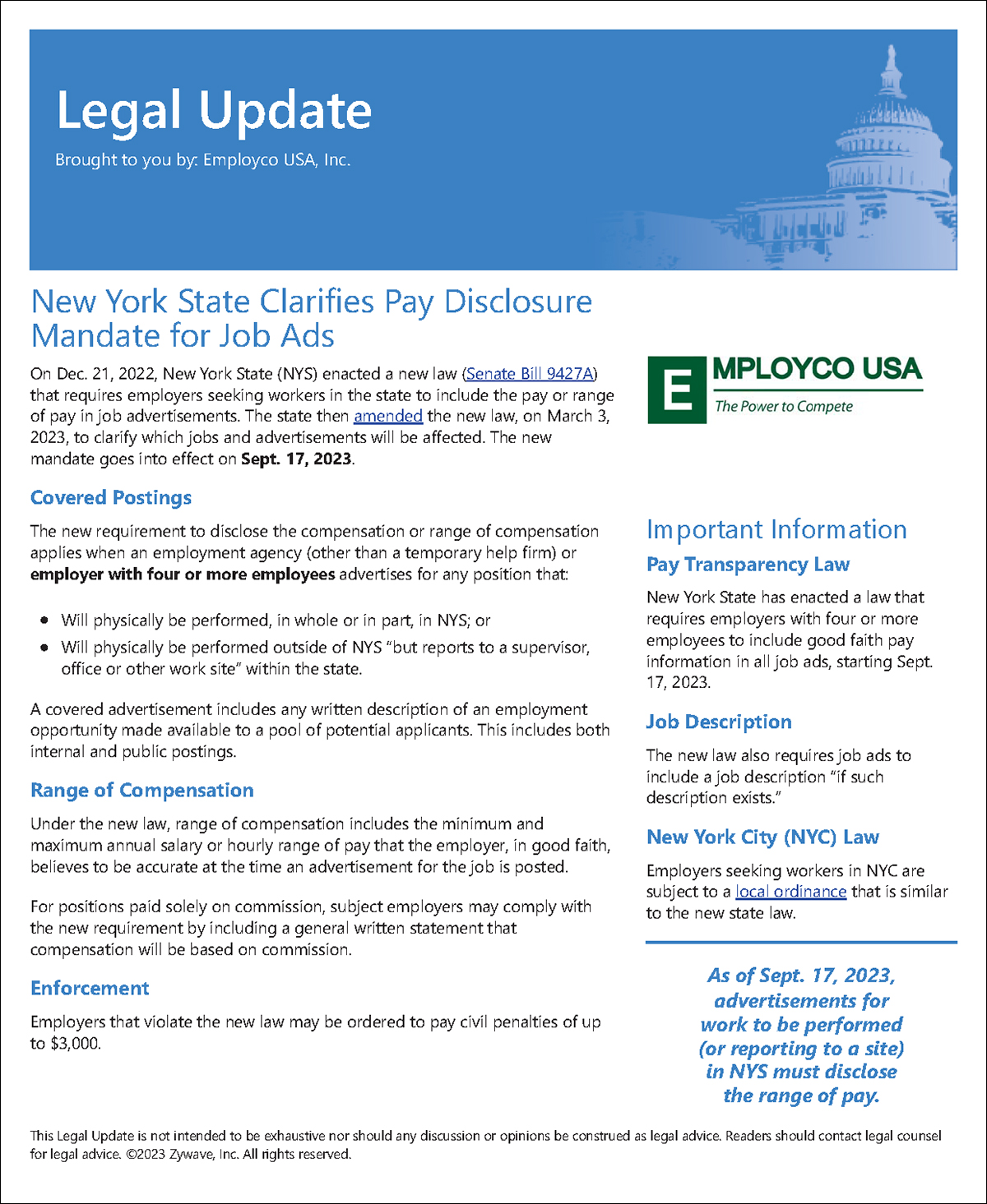 New York Legal Update