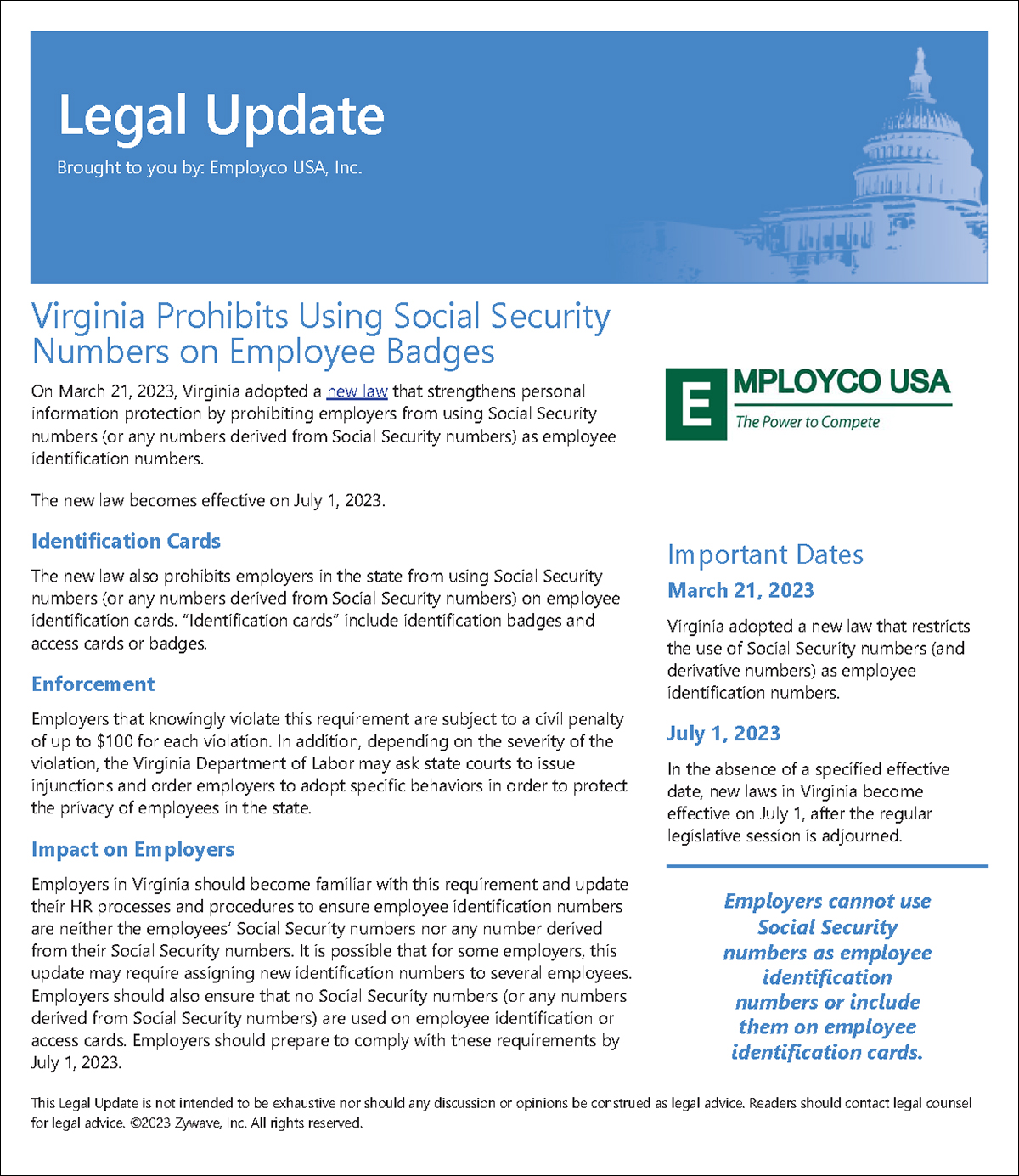 Virginia Legal Update