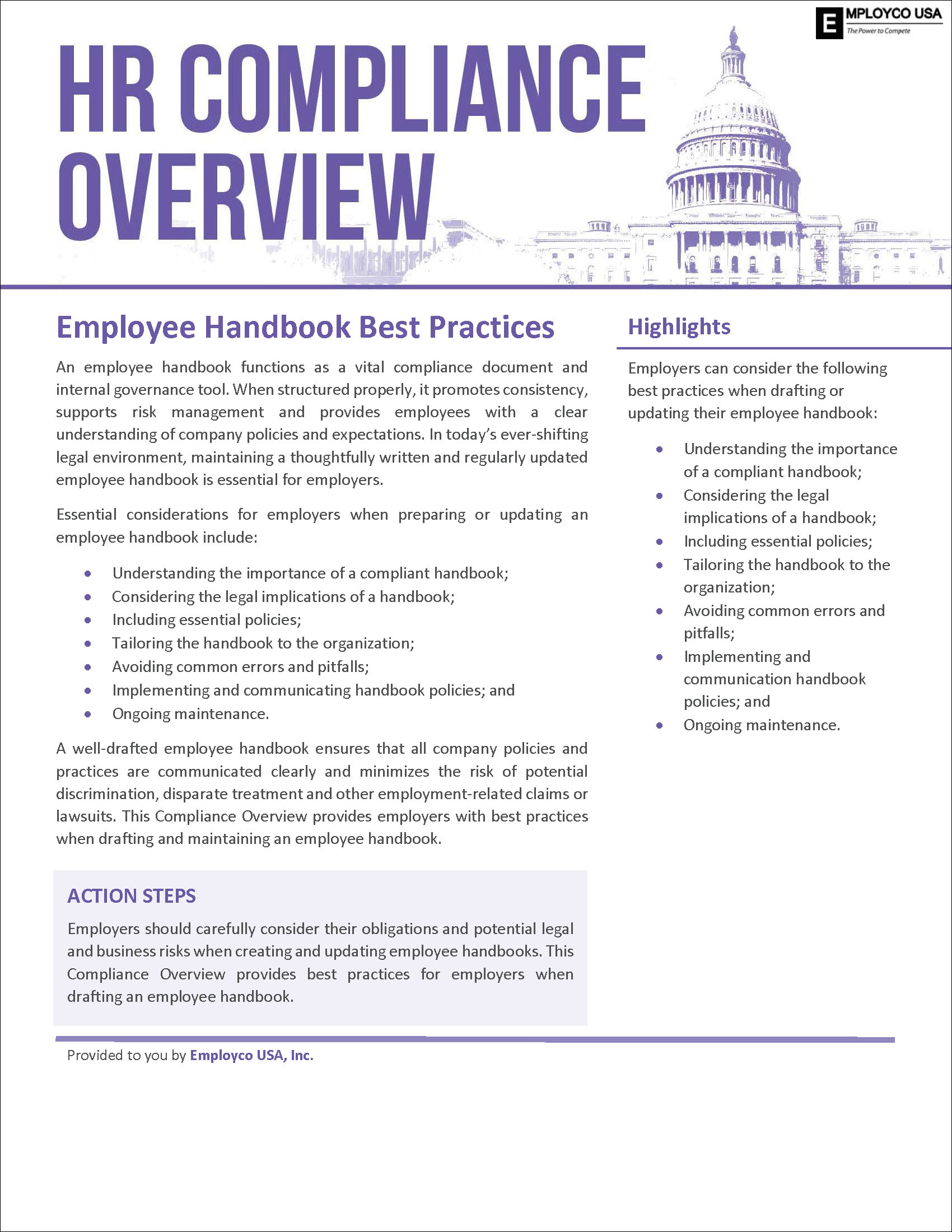 HR Compliance Overview: Employee Handbook Best Practices