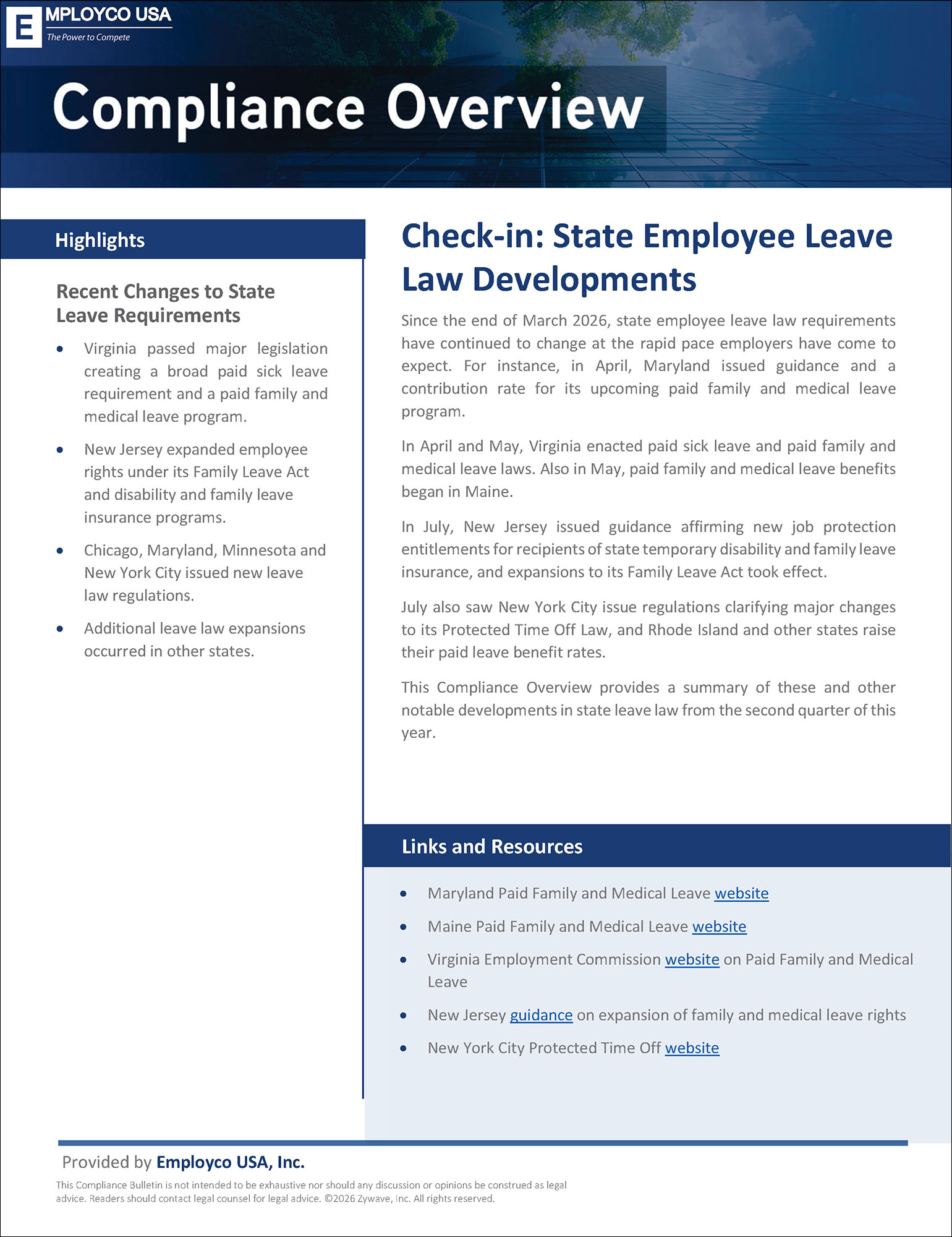 State Employee Leave Law Developments