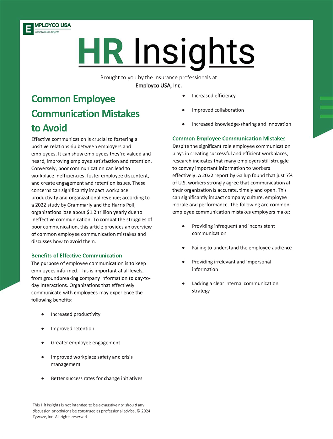 Common Employee Communication Mistakes to Avoid