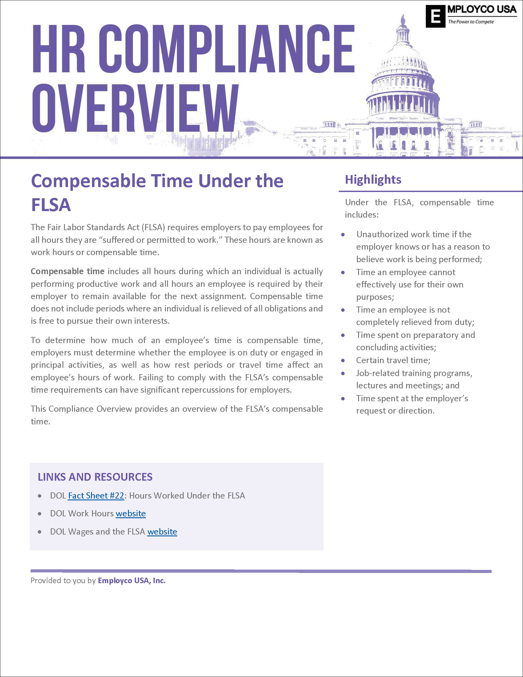 Compensable Time Under the FLSA