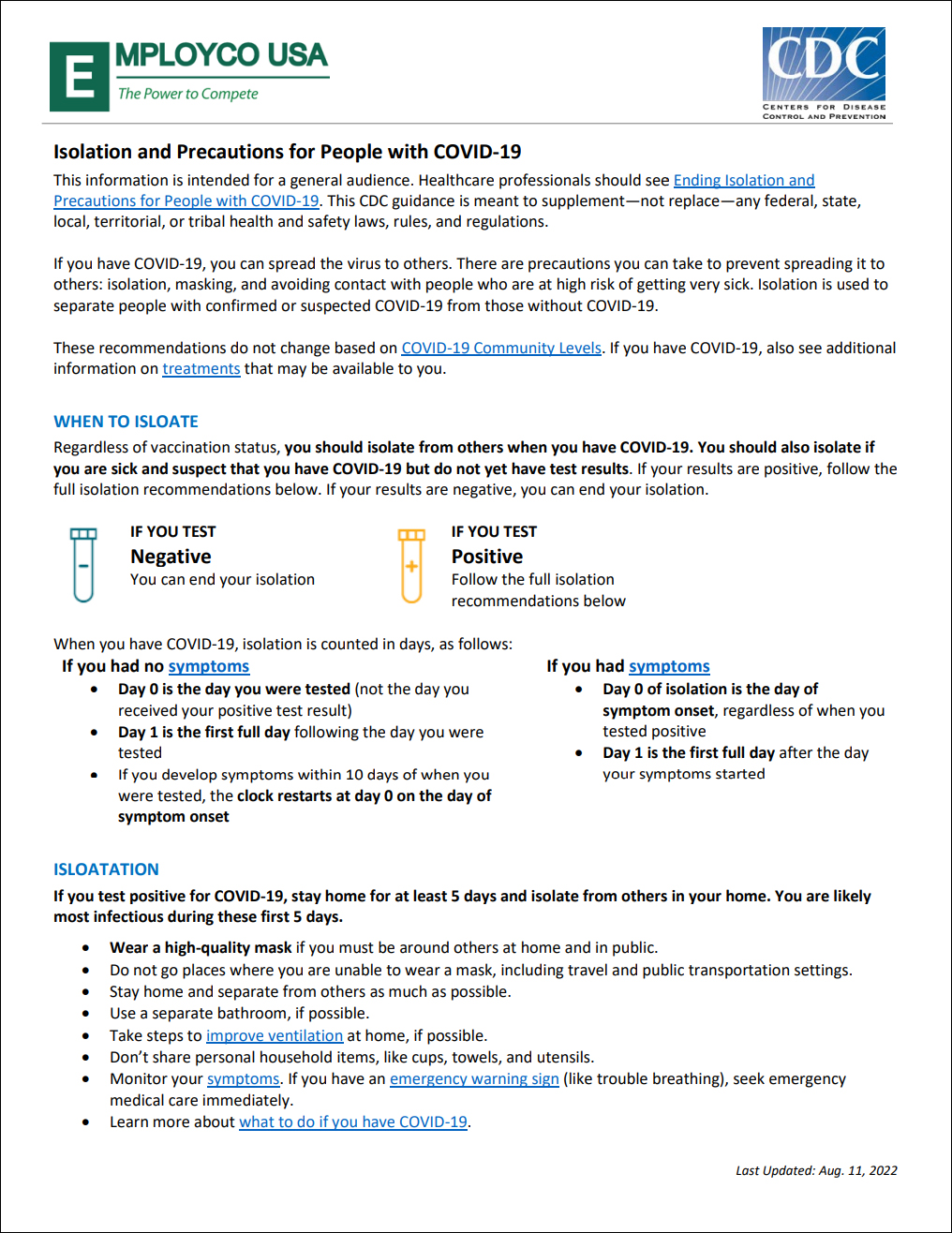 Isolation and Precautions for People with COVID-19