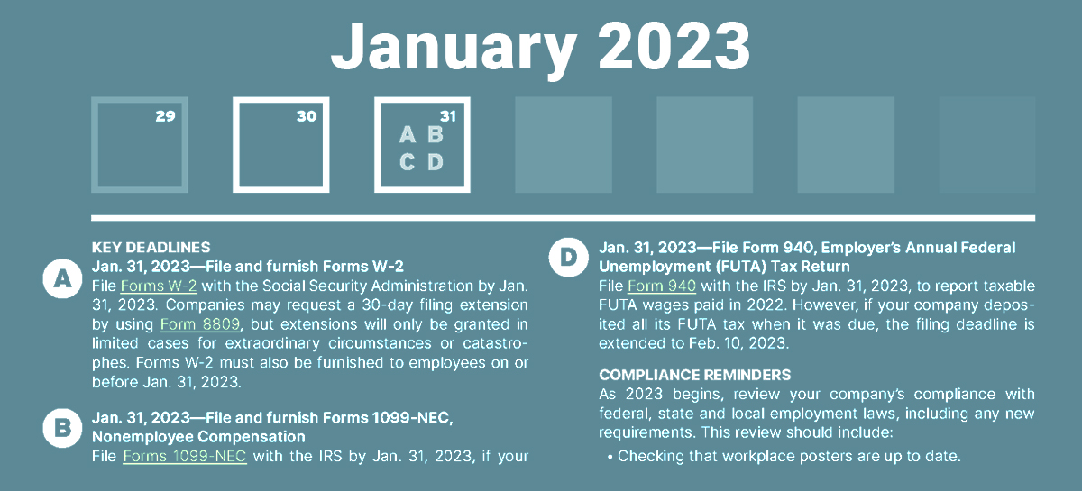 HR Newsletter: New HR Compliance Calendar for 2023