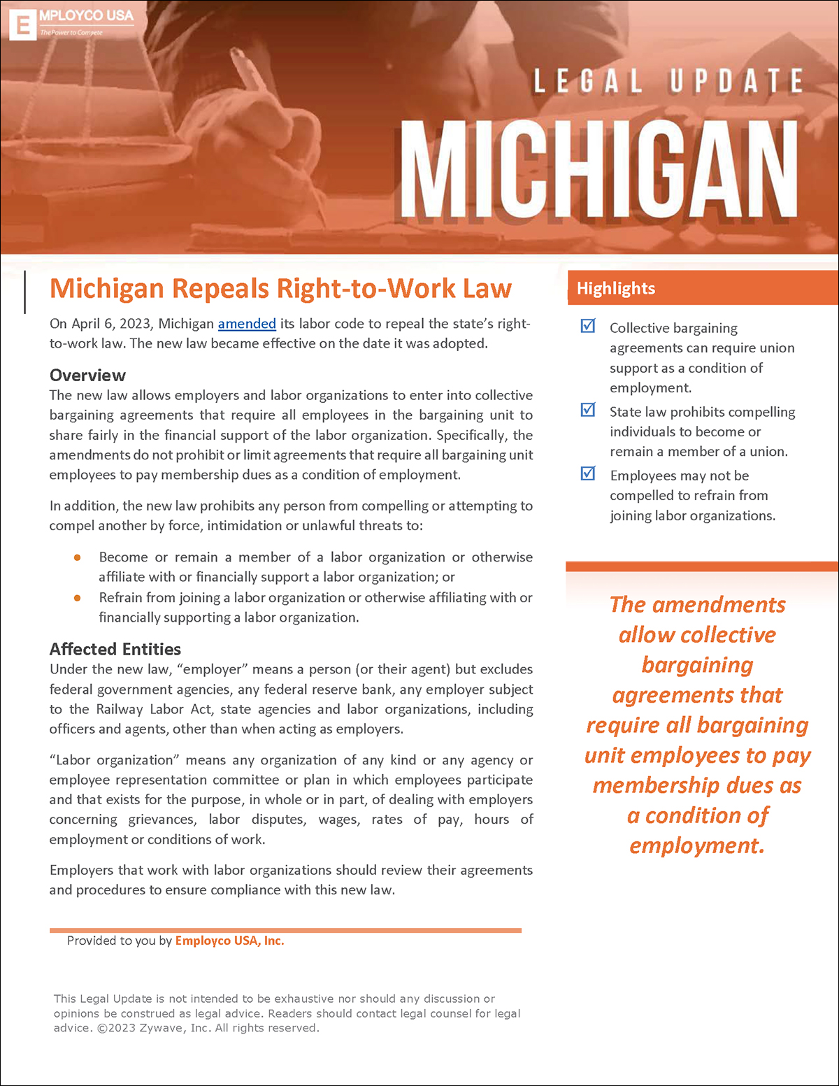 Legal Update: Michigan