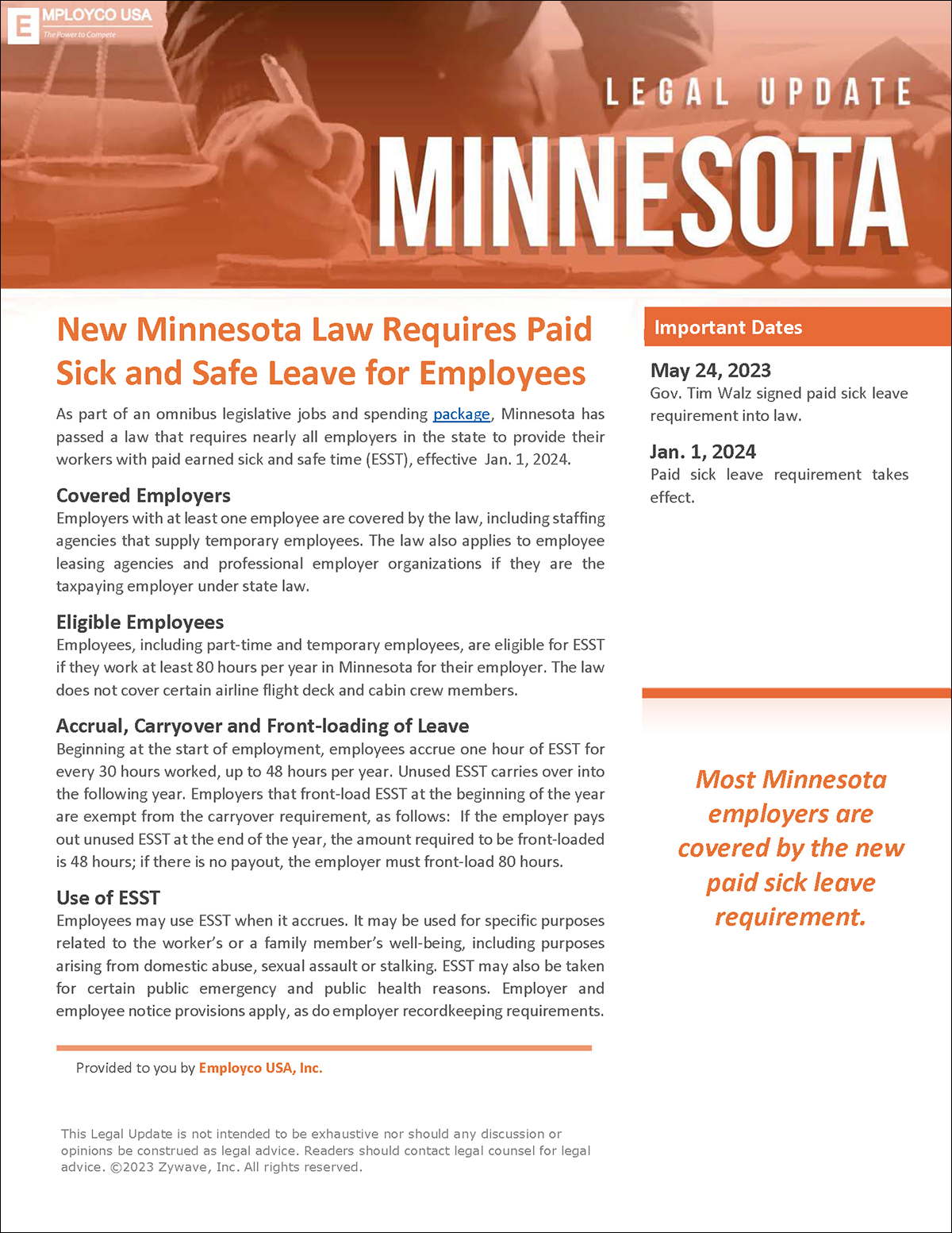 Legal Update 2: Minnesota