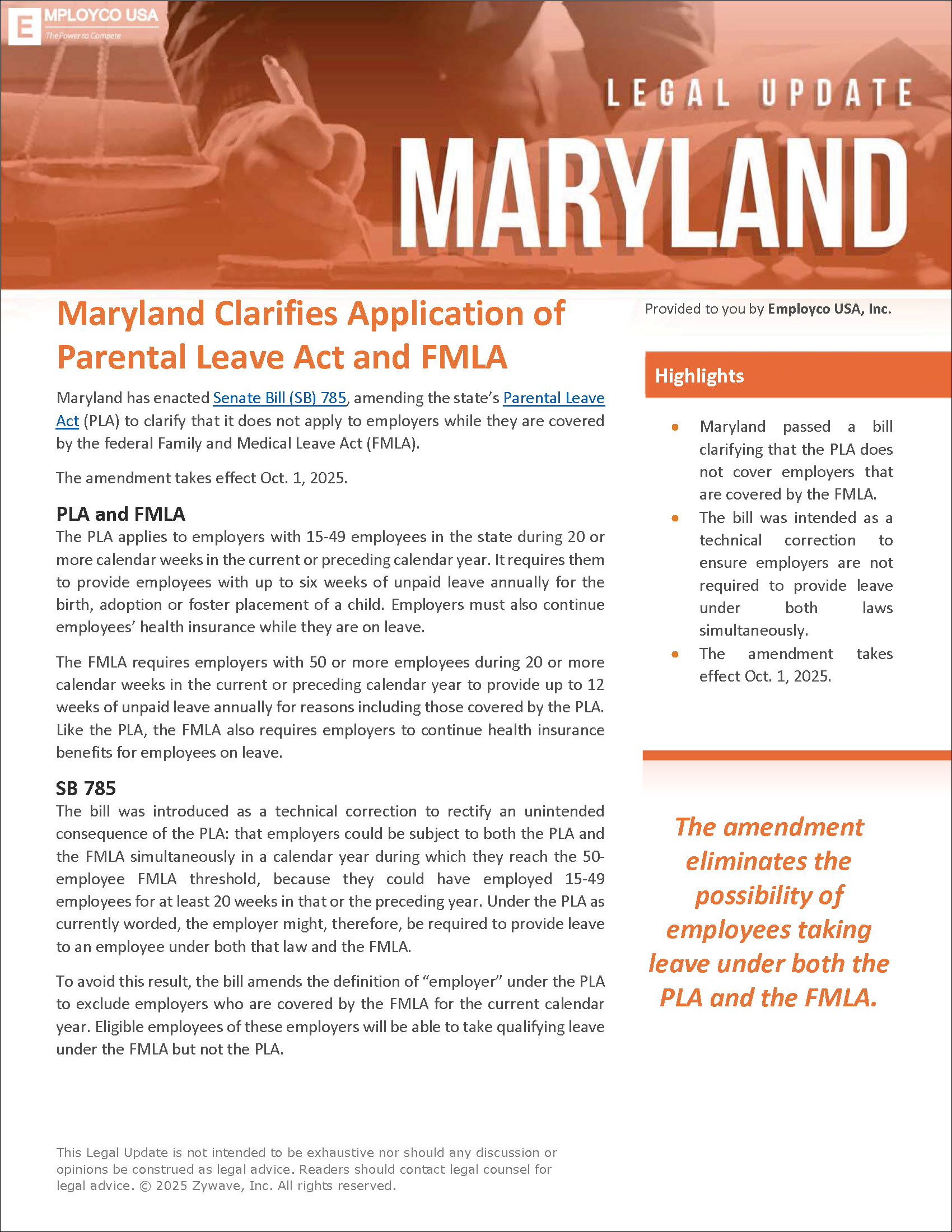 Maryland Legal Update