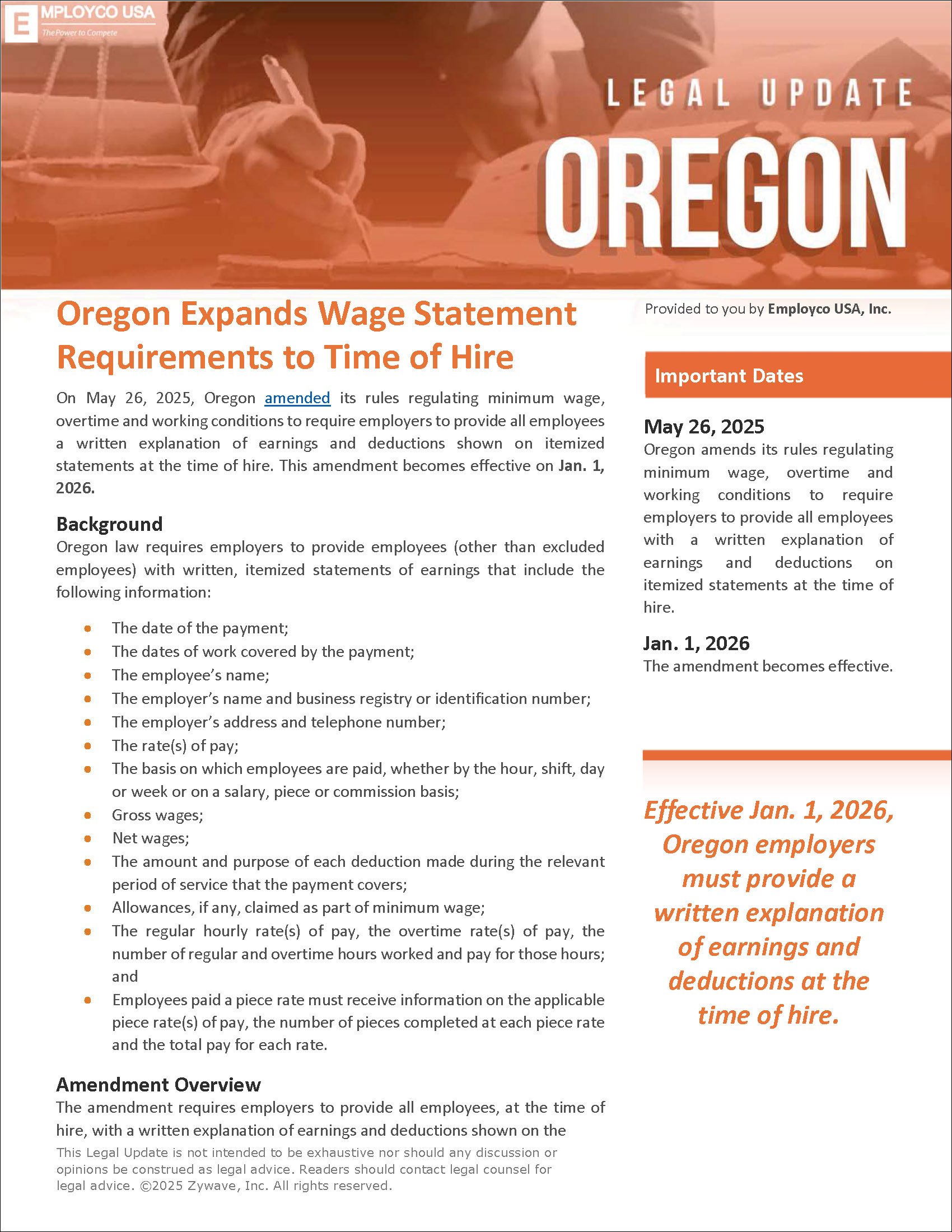 Oregon Legal Update