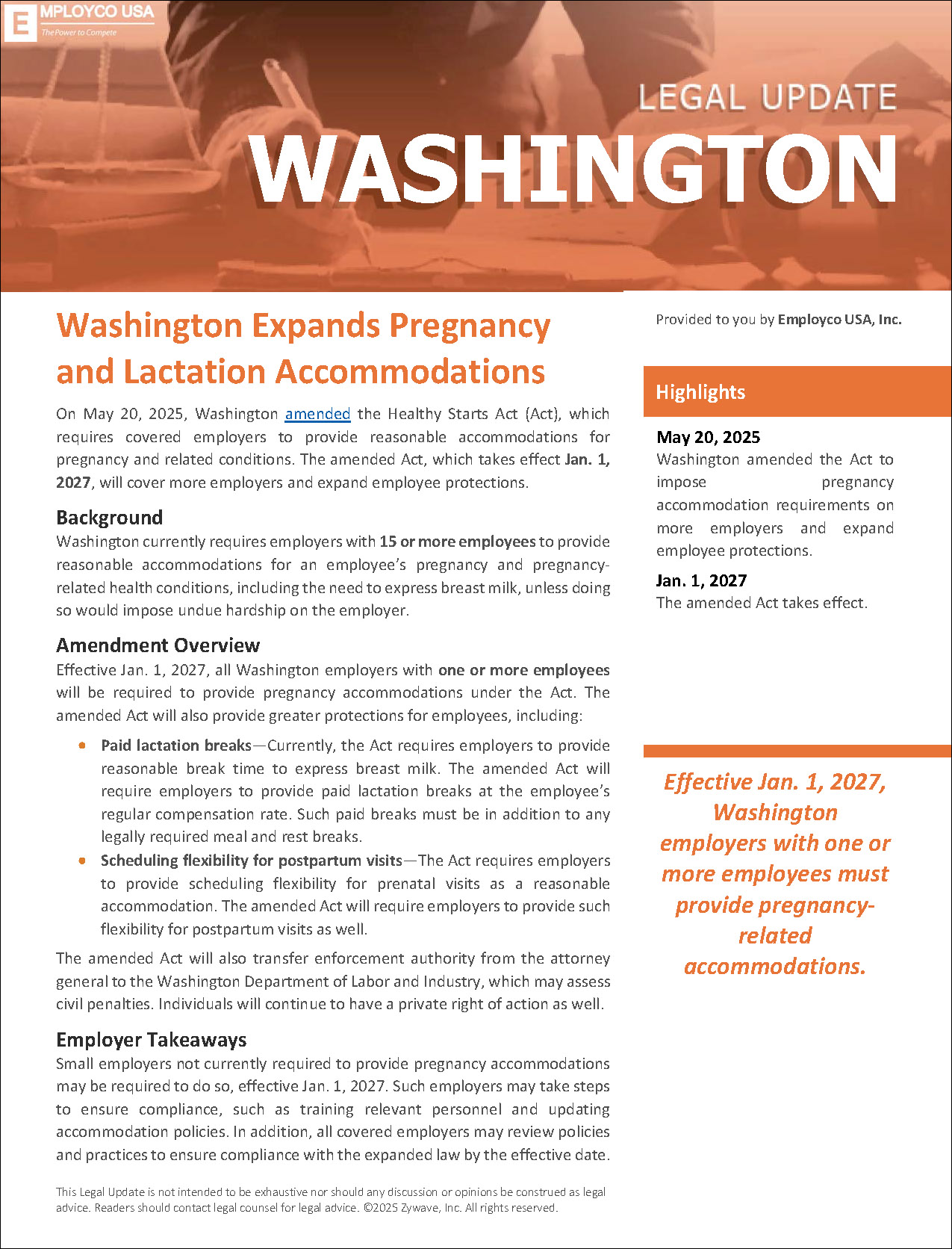 Washington Legal Update