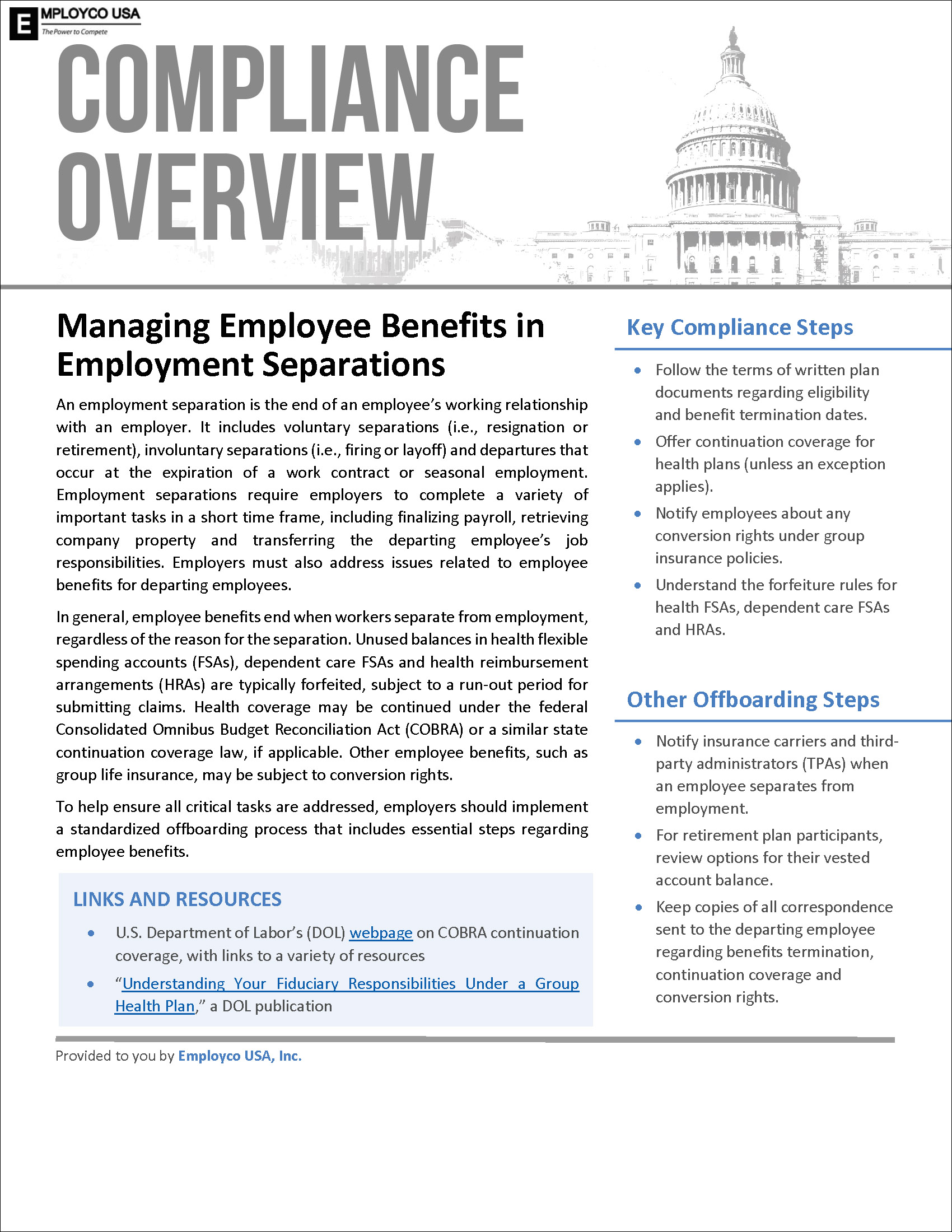 Compliance Overview: Managing Employee Benefits in Employment Separations