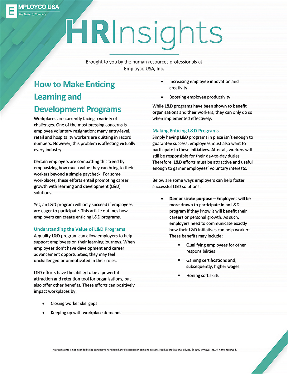 How to Make Enticing Learning and Development Programs