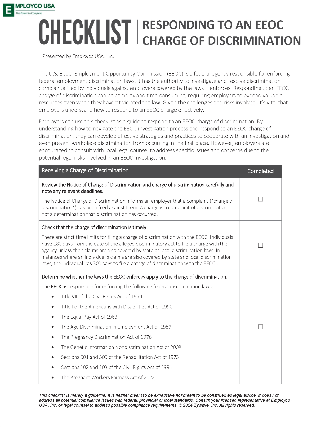 Responding to an EEOC Charge of Discrimination