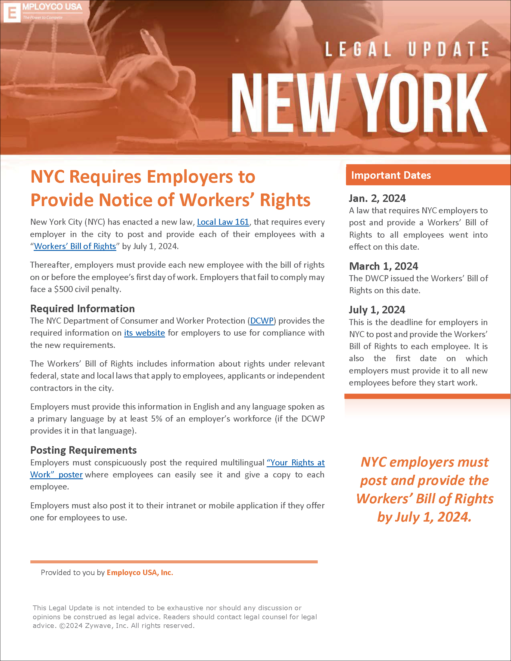 New York Legal Update