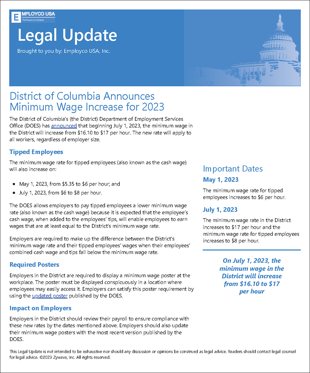 Legal Update: District of Columbia
