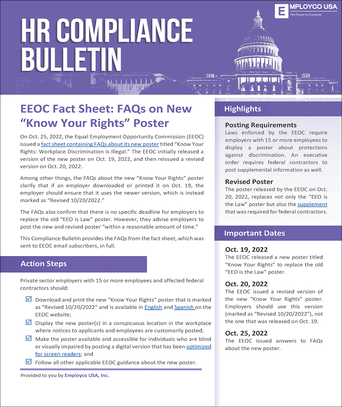 HR Compliance Bulletin: FAQs on New “Know Your Rights” Poster