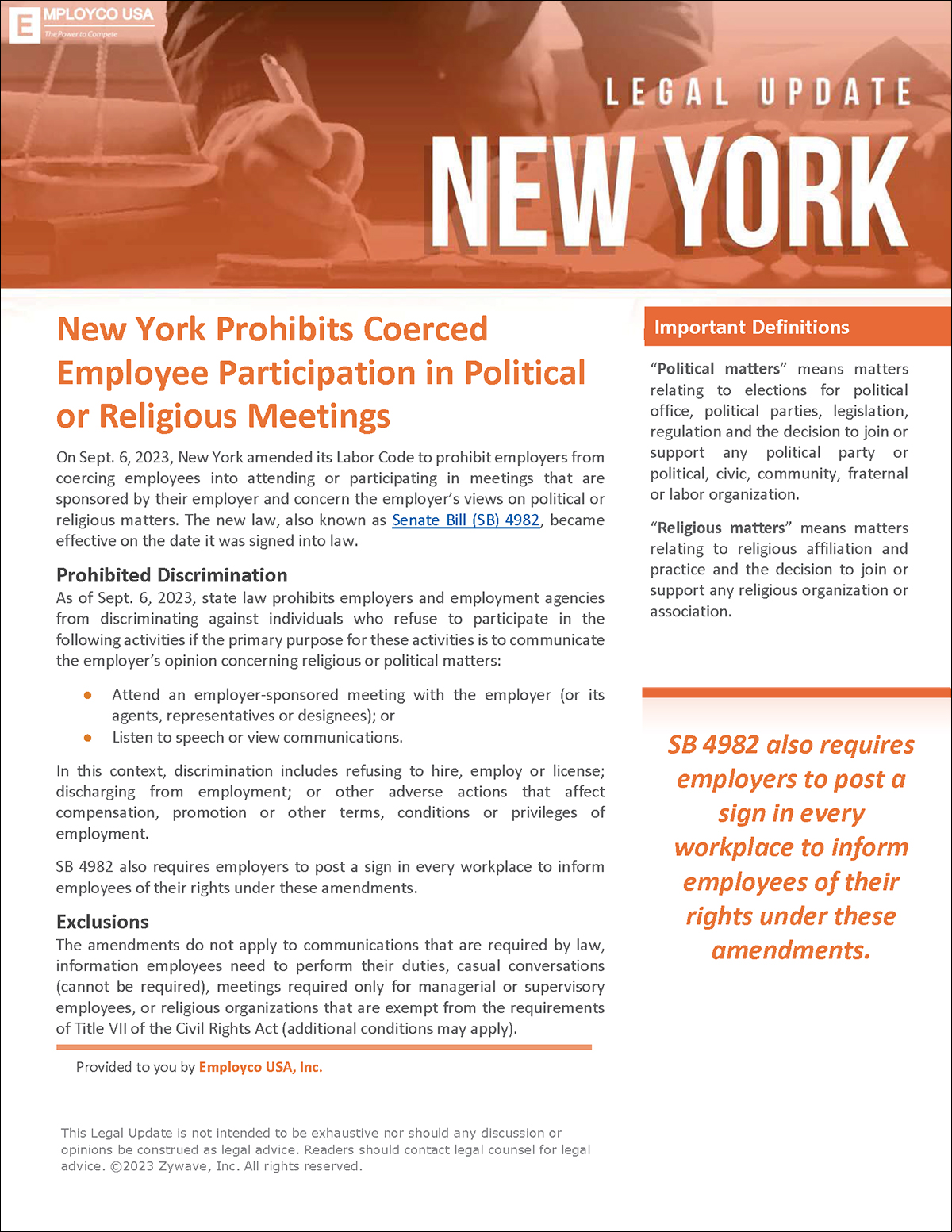 Legal Update: New York