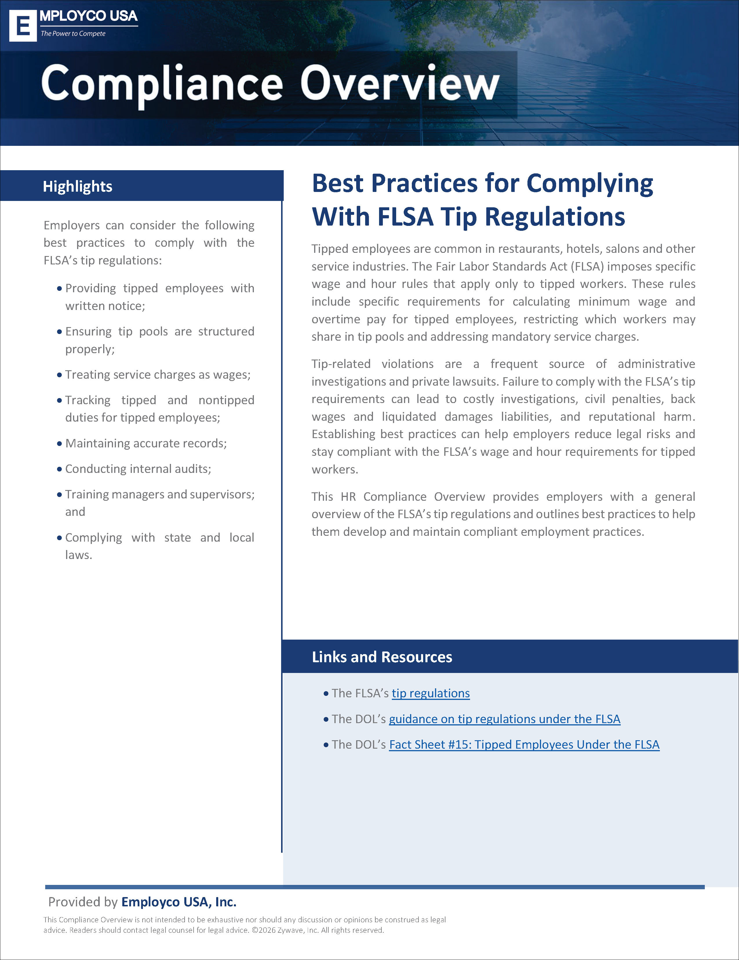 Best Practices for Complying with FLSA Tip Regulations