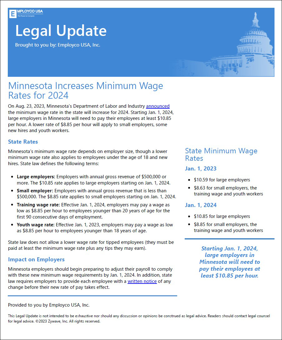 Minnesota Legal Update