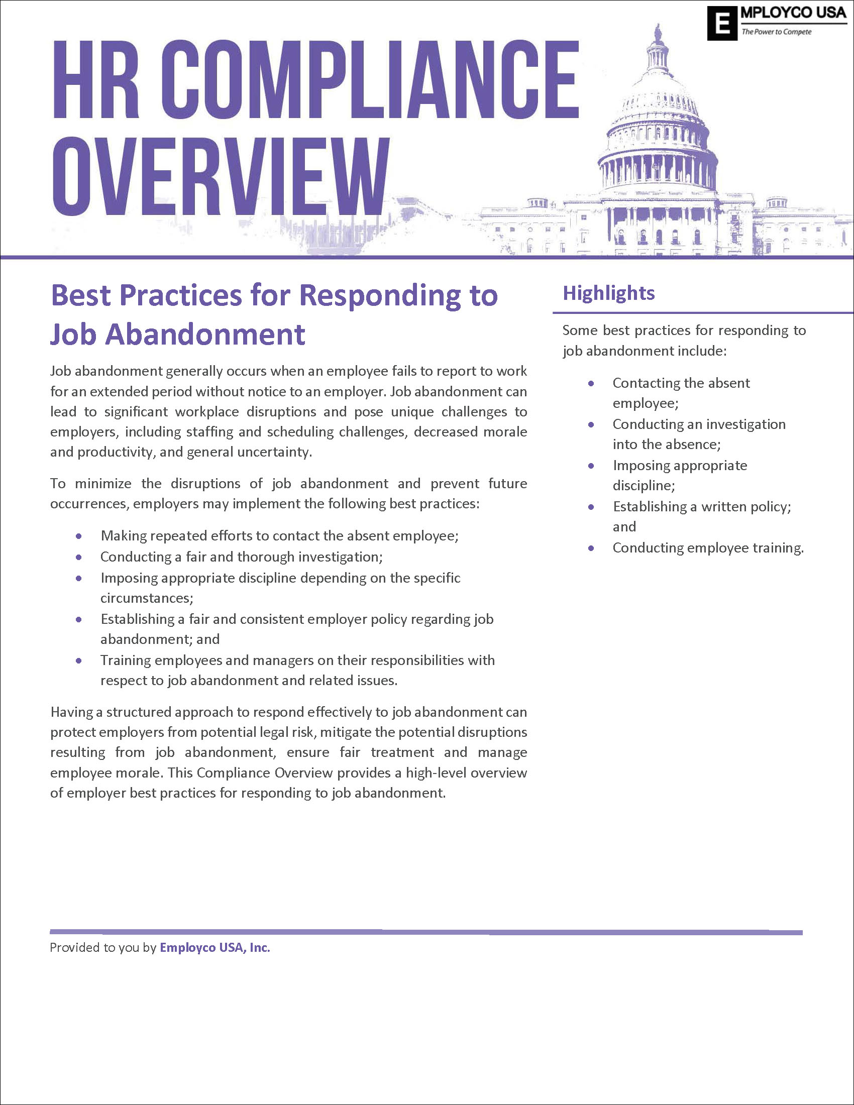 HR Compliance Overview: Best Practices for Responding to Job Abandonment
