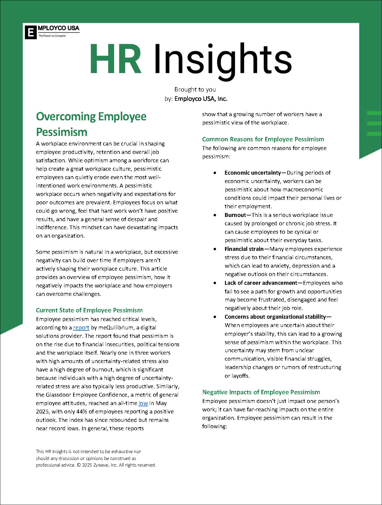 HR Insights: Overcoming Employee Pessimism