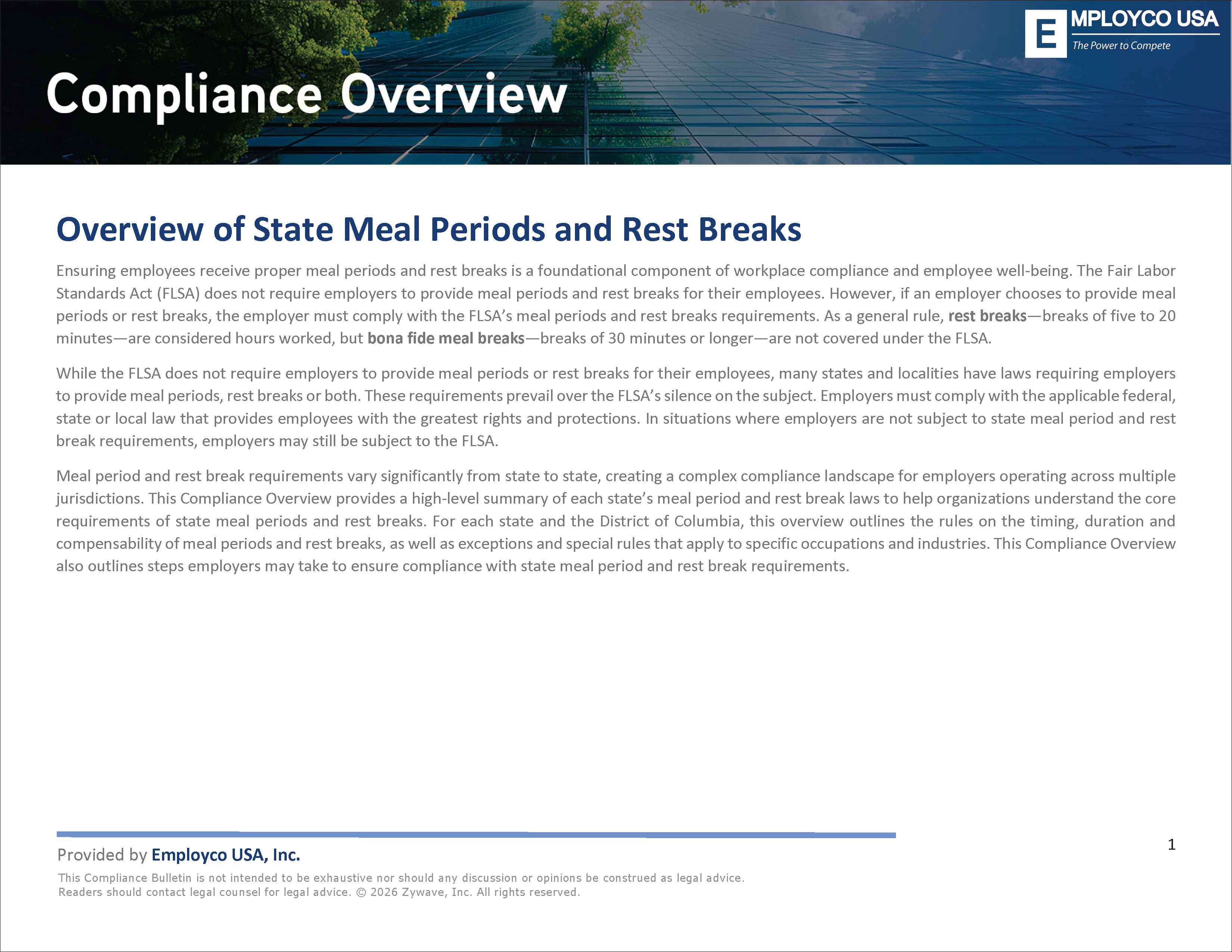 Overview of State Meal Periods and Rest Laws