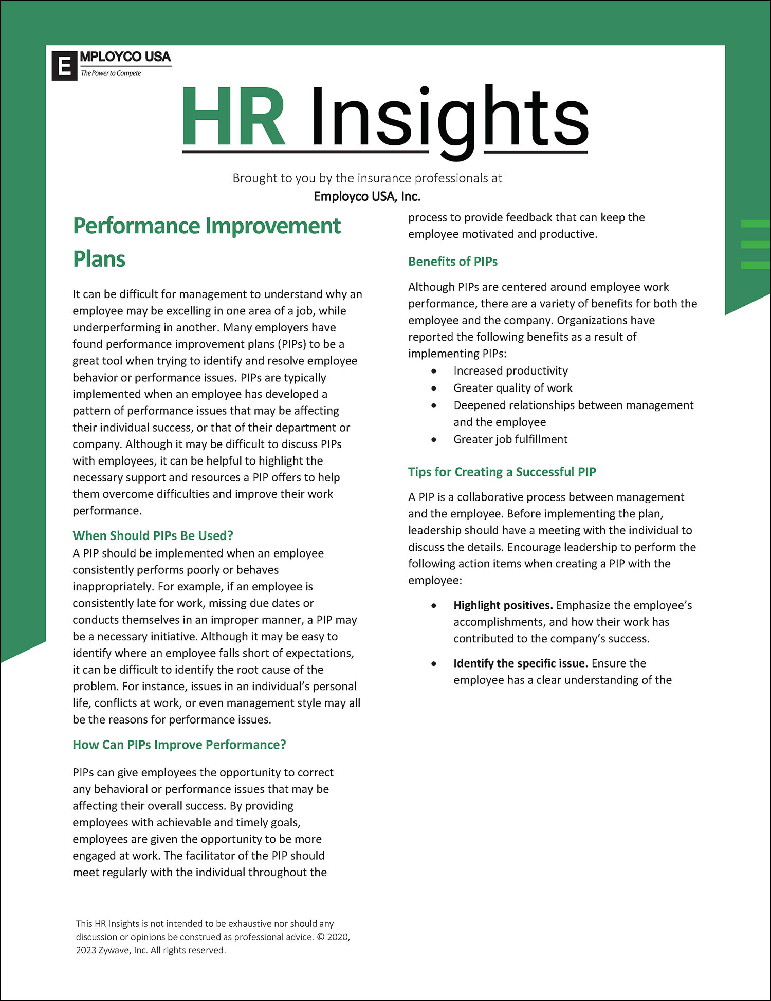 Performance Improvement Plans