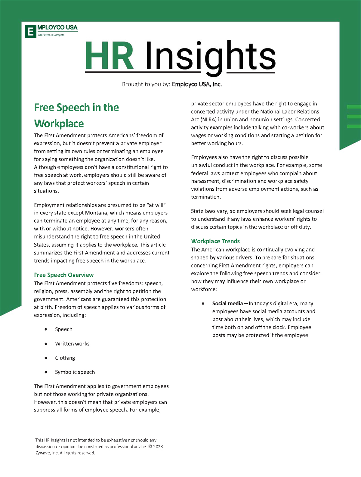 HR Insights: Free Speech in the Workplace