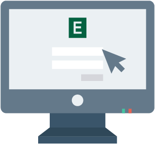 Monitor with Employco logo and login fields.