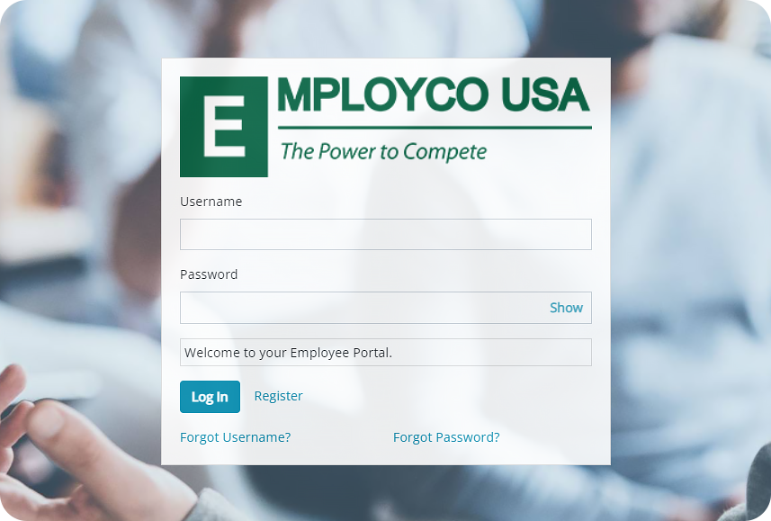 Employee portal login screen.